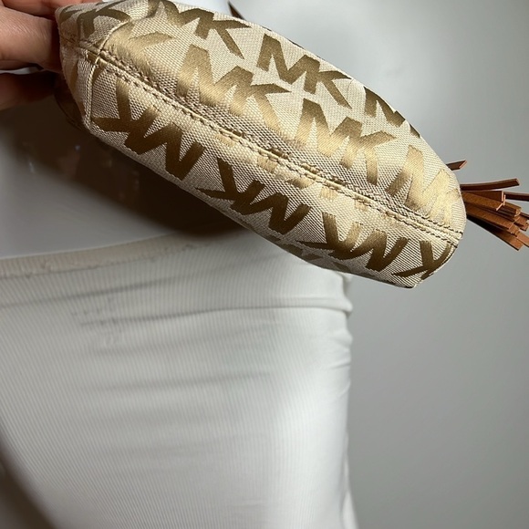 Michael Kors Tan Canvas Logo Crossbody Bag - Picture 9 of 13